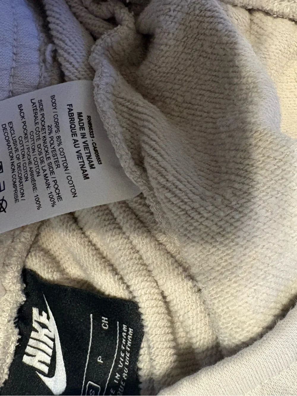 Nike Sportswear double ‘Swoosh’ jogger  sweatpants ivory sail white Mens small